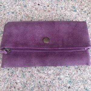 Purple suede trifold wallet / Clutch